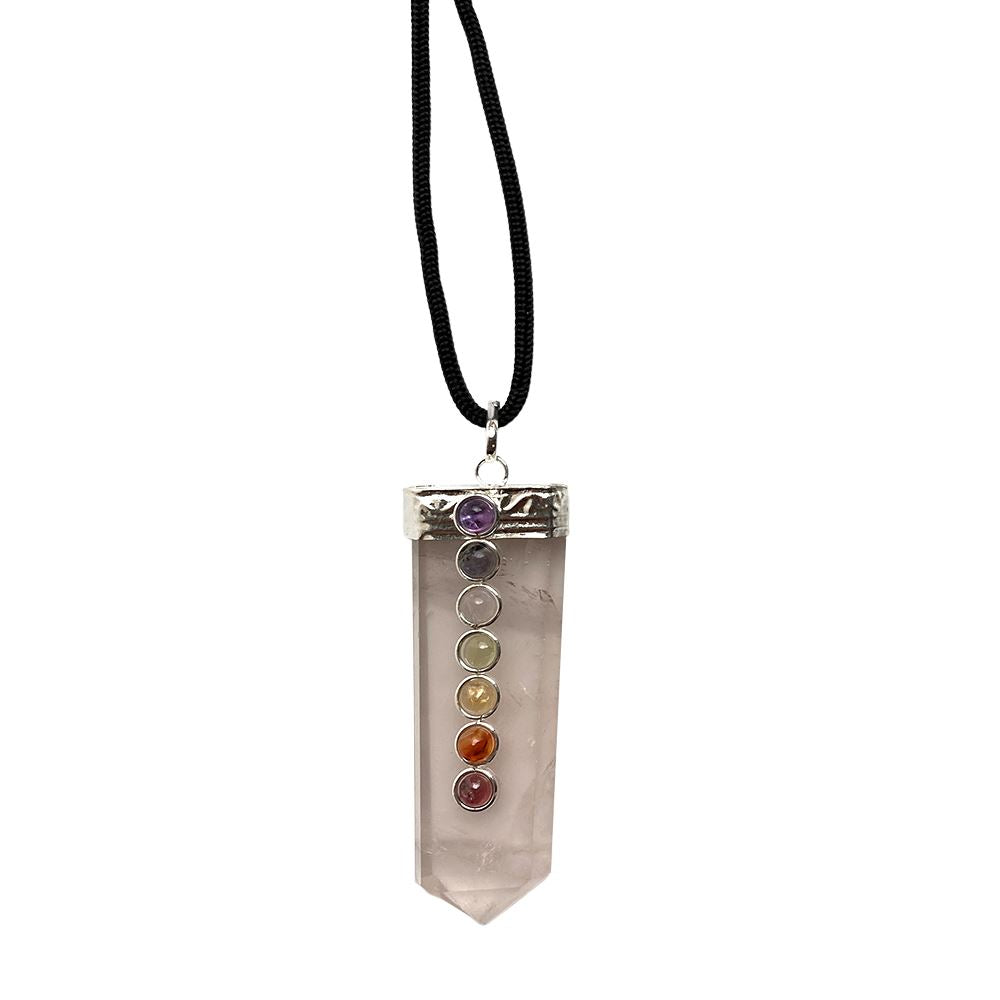 7 Chakra Flat Pendant, Black String, 5x1.5cm - image 2