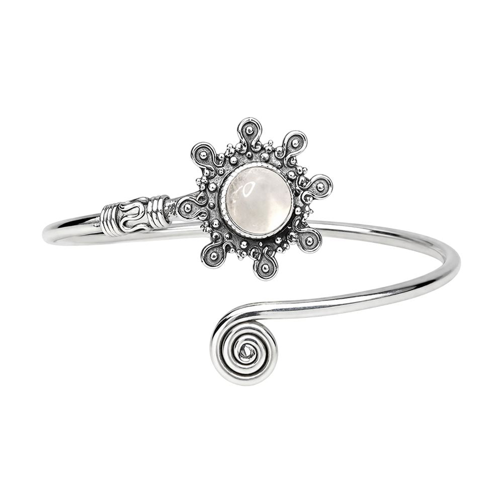 Silver Plated Adjustable Sunburst Spiral Cuff Bangle - image 11