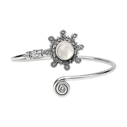 Silver Plated Adjustable Sunburst Spiral Cuff Bangle - image 11