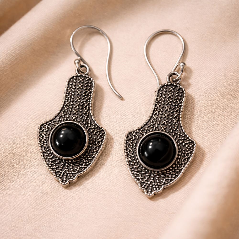 Silver-Plated Hanging Earwire Earrings (#07), 3x1.5cm