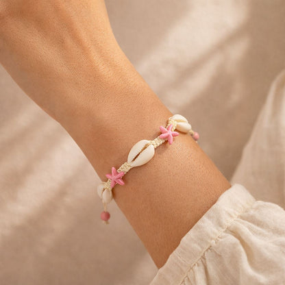Cowrie Shell & Pink Starfish Bracelet