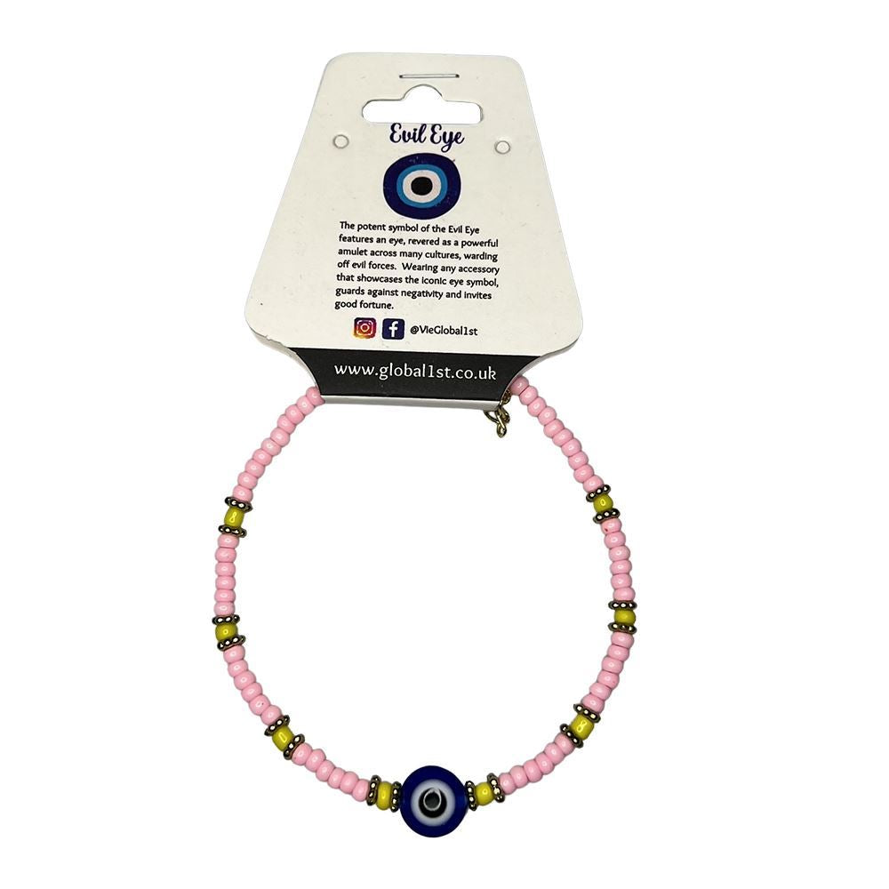 Evil Eye Bracelet, Yellow Beads, (JIT)