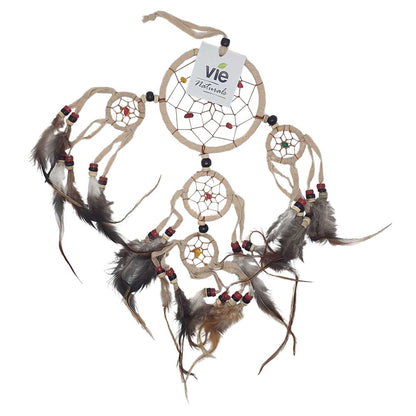 Dream Catcher, 9cm Ring with 4 Smaller Rings, Natural