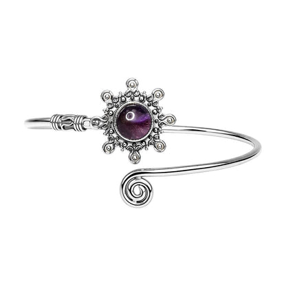 Silver Plated Adjustable Sunburst Spiral Cuff Bangle - image 14