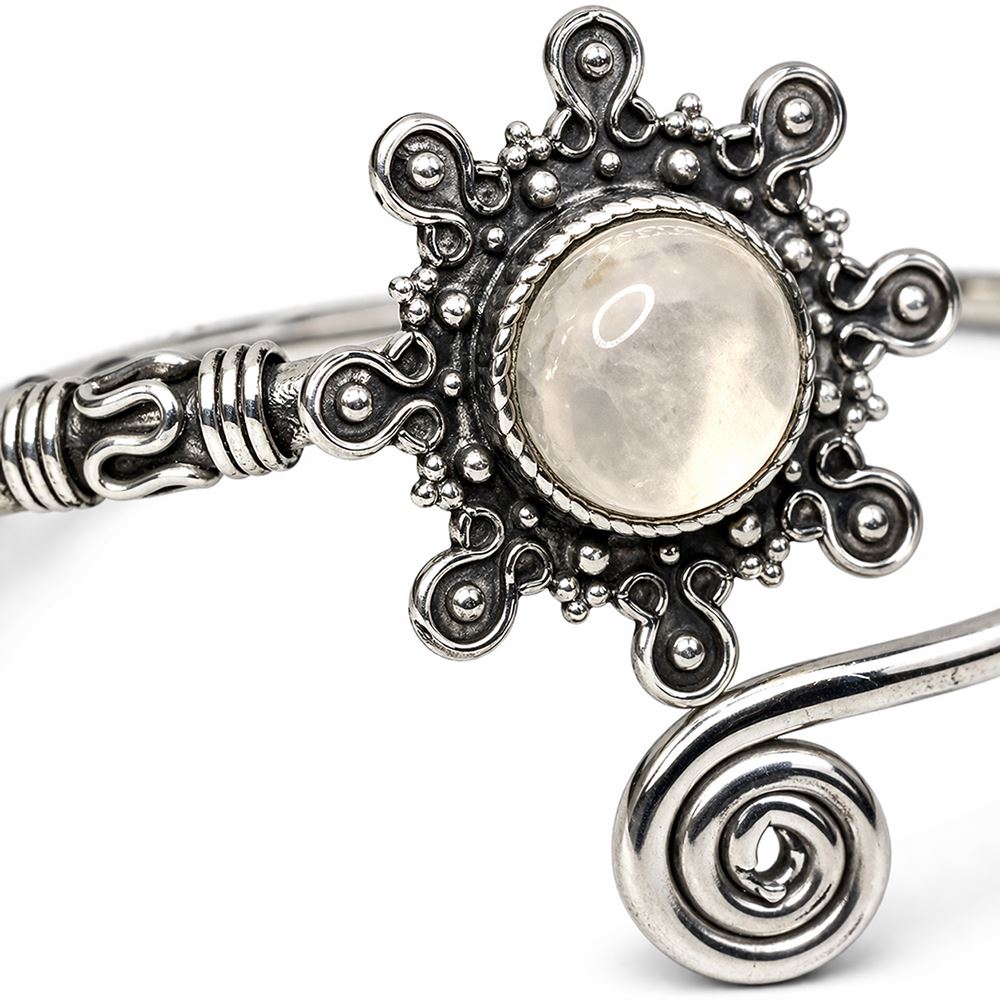 Silver Plated Adjustable Sunburst Spiral Cuff Bangle - image 12