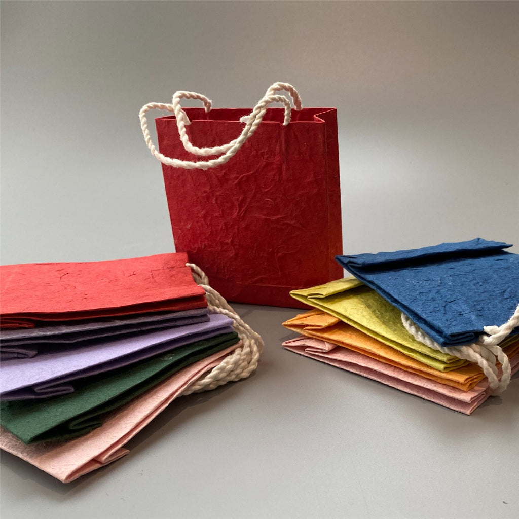 Assorted Coloured Mulberry Paper Gift Bag, Single, 10x9cm