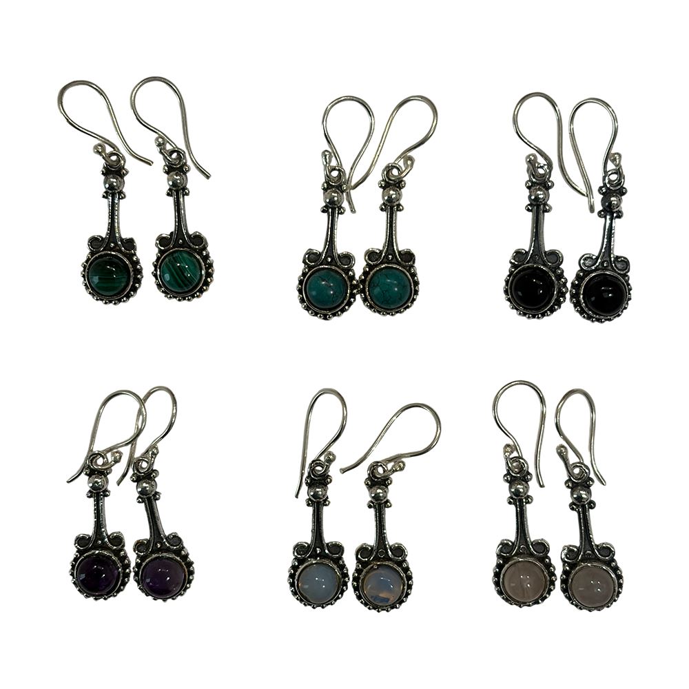 Silver-Plated Hanging Earwire Earrings (#03), 3x1cm