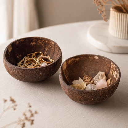 Natural Coconut Shell Bowls, Natural Uncoated Interior Small 8-11cm