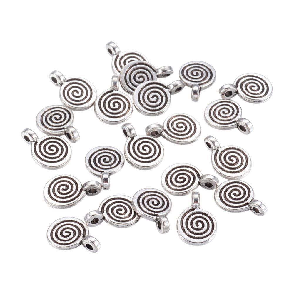 Alloy Charm, Spiral, Antique Silver, Approx. 1.1x0.8cm, Pack of 50
