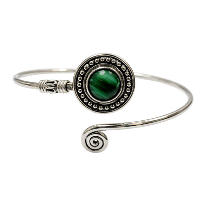 Silver-Plated Adjustable Boho Spiral Cuff Bangle - image 6