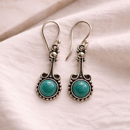 Silver-Plated Hanging Earwire Earrings (#03), 3x1cm