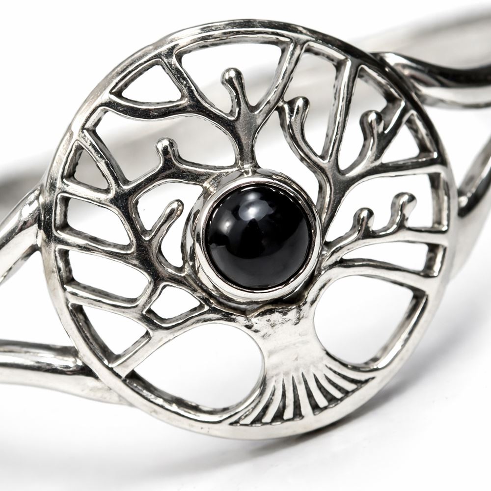 Silver-Plated Adjustable Tree of Life Cuff Bangle - image 7