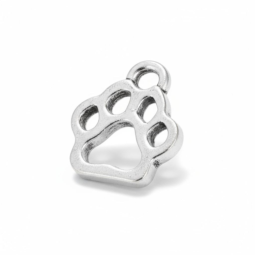 Alloy Charm, Paw Print, Antique Silver, Approx. 1.3x1.1cm, Pack of 50