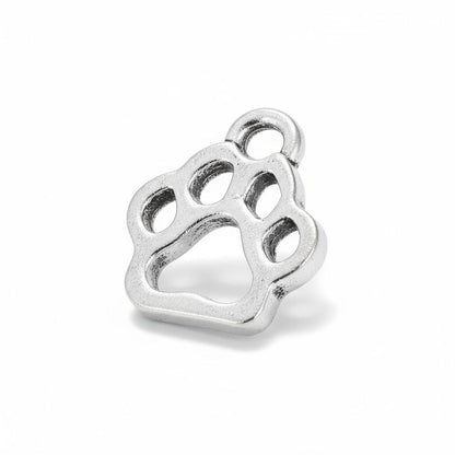 Alloy Charm, Paw Print, Antique Silver, Approx. 1.3x1.1cm, Pack of 50