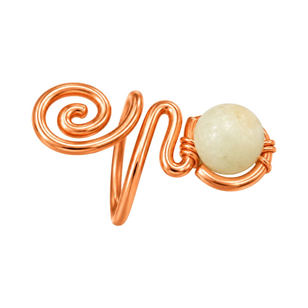 Copper Ring with Polished Stone, Design #01, Amazonite