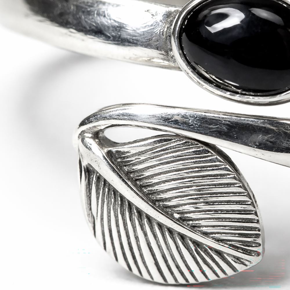 Silver-Plated Adjustable Leaf Cuff Bangle - image 10