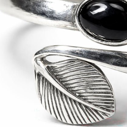 Silver-Plated Adjustable Leaf Cuff Bangle - image 10