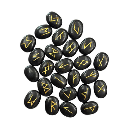 Elder Futhark Rune Set, Oval Stones 2 x 1.5cm, With Pouch