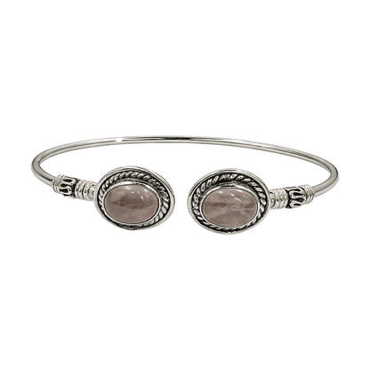 Silver-Plated Adjustable Boho Oval Cuff Bangle - image 9