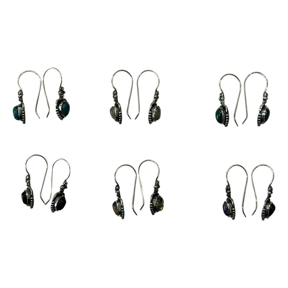 Silver-Plated Hanging Earwire Earrings (#05), 2x1cm