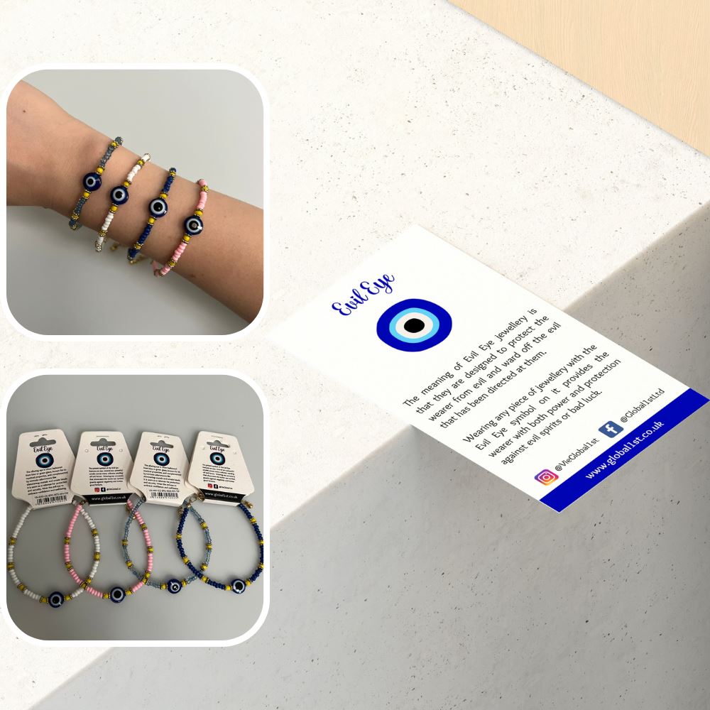 Evil Eye Bracelet, Yellow Beads, (JIT)