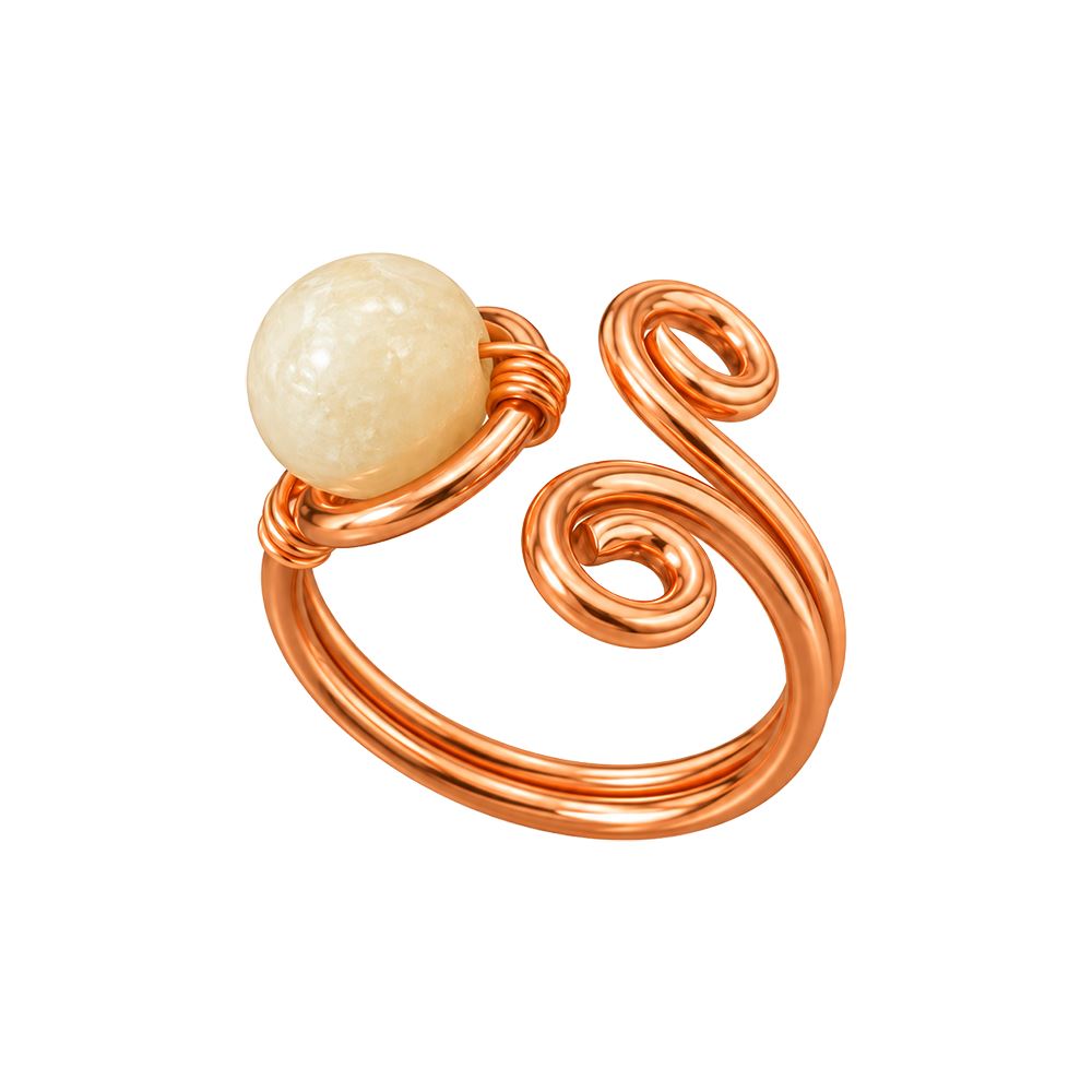 Copper Ring with Polished Stone, Design #02, Amazonite