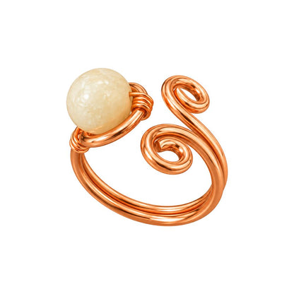 Copper Ring with Polished Stone, Design #02, Amazonite