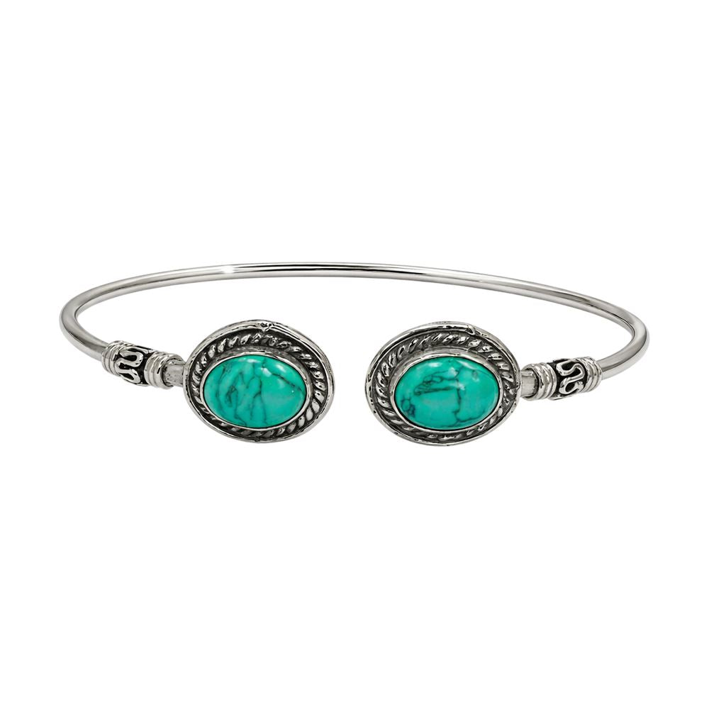 Silver-Plated Adjustable Boho Oval Cuff Bangle - image 12