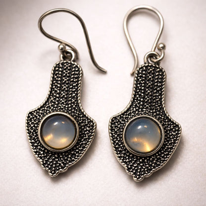 Silver-Plated Hanging Earwire Earrings (#07), 3x1.5cm