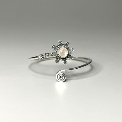 Silver Plated Adjustable Sunburst Spiral Cuff Bangle - image 13