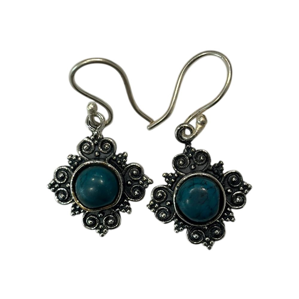 Silver-Plated Hanging Earwire Earrings (#04), 1x1cm