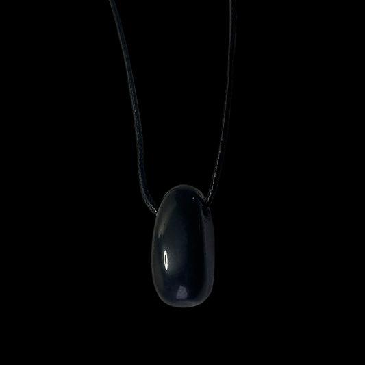 Tumbled Pendant, Black Cord