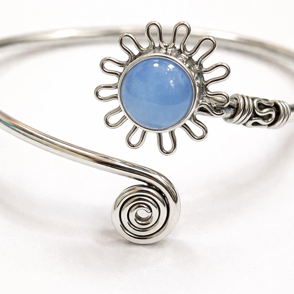 Silver Plated Adjustable Daisy Spiral Cuff Bangle - image 12
