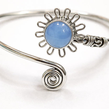 Silver Plated Adjustable Daisy Spiral Cuff Bangle - image 12