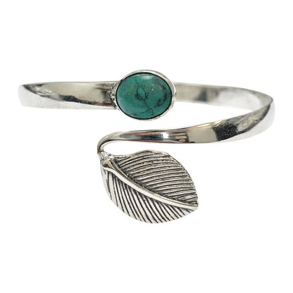 Silver-Plated Adjustable Leaf Cuff Bangle - image 15
