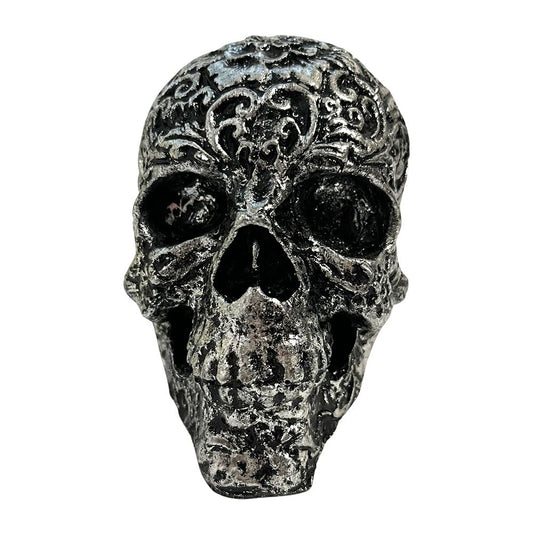 Resin Skull, Silver, 8cm