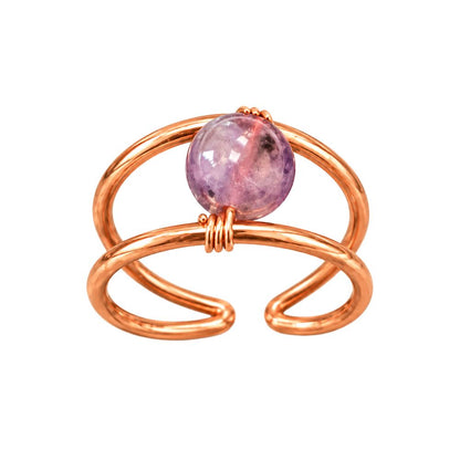 Copper Ring with Polished Stone, Design #07, Amethyst
