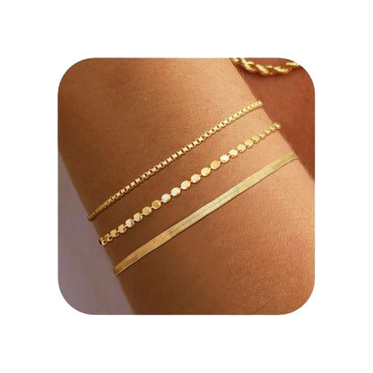 Gold-Plated Chain Bracelet Collection, 3 Styles, Classic Design