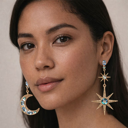 Star & Moon Drop Earrings