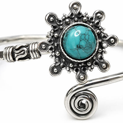 Silver Plated Adjustable Sunburst Spiral Cuff Bangle - image 18