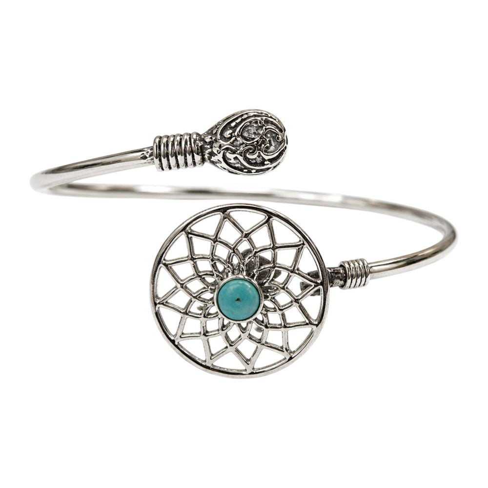 Silver-Plated Adjustable Dreamcatcher Cuff Bangle - image 9