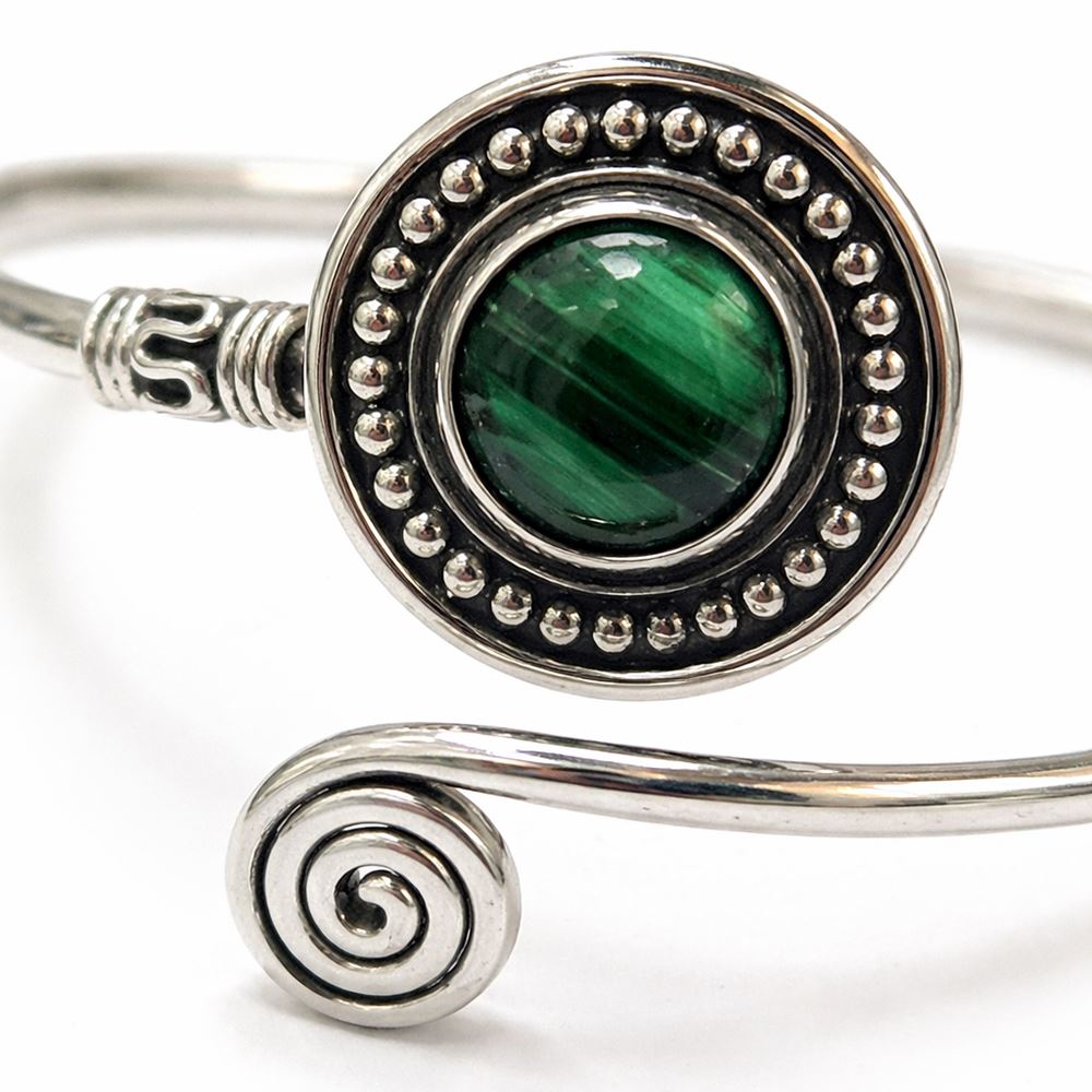 Silver-Plated Adjustable Boho Spiral Cuff Bangle - image 7