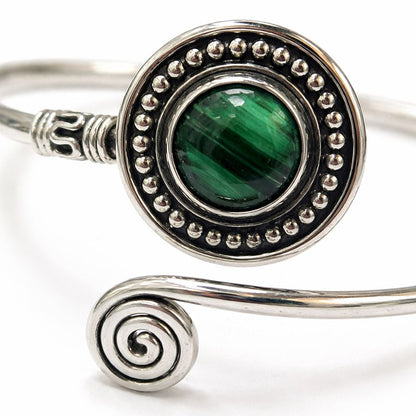 Silver-Plated Adjustable Boho Spiral Cuff Bangle - image 7