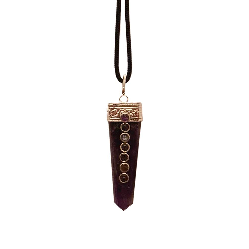 7 Chakra Flat Pendant, Black String, 5x1.5cm - image 18