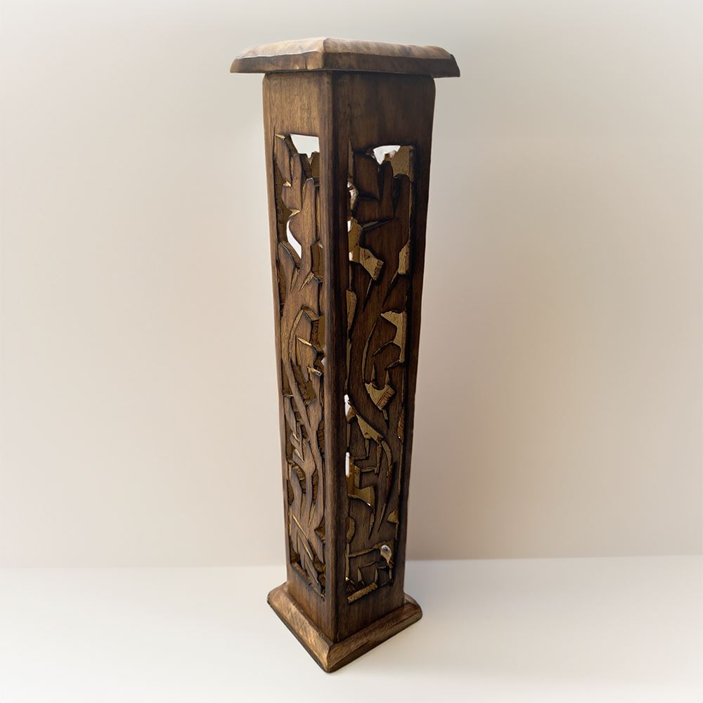 Mango Wood Incense Holder, 30x7x7cm, Tower Style