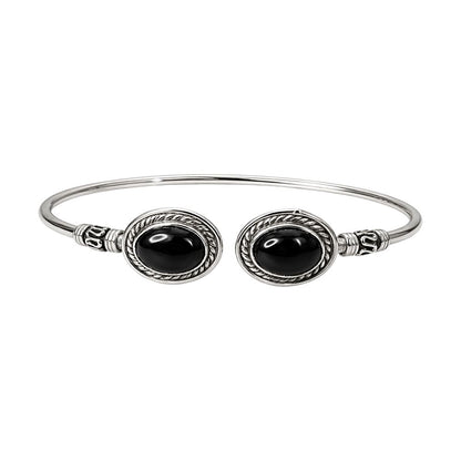 Silver-Plated Adjustable Boho Oval Cuff Bangle - image 18