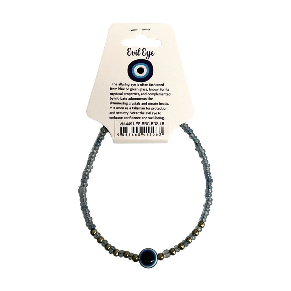 Evil Eye Bracelet with 6 Gold Beads Each Side, - image 7