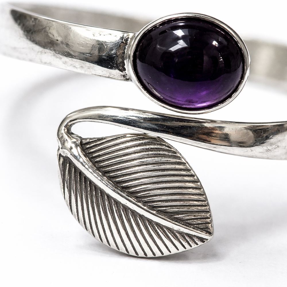 Silver-Plated Adjustable Leaf Cuff Bangle - image 19
