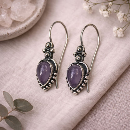 Silver-Plated Hanging Earwire Earrings (#05), 2x1cm