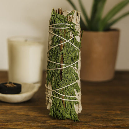 Smudge Stick, White Sage and Cedar 4"